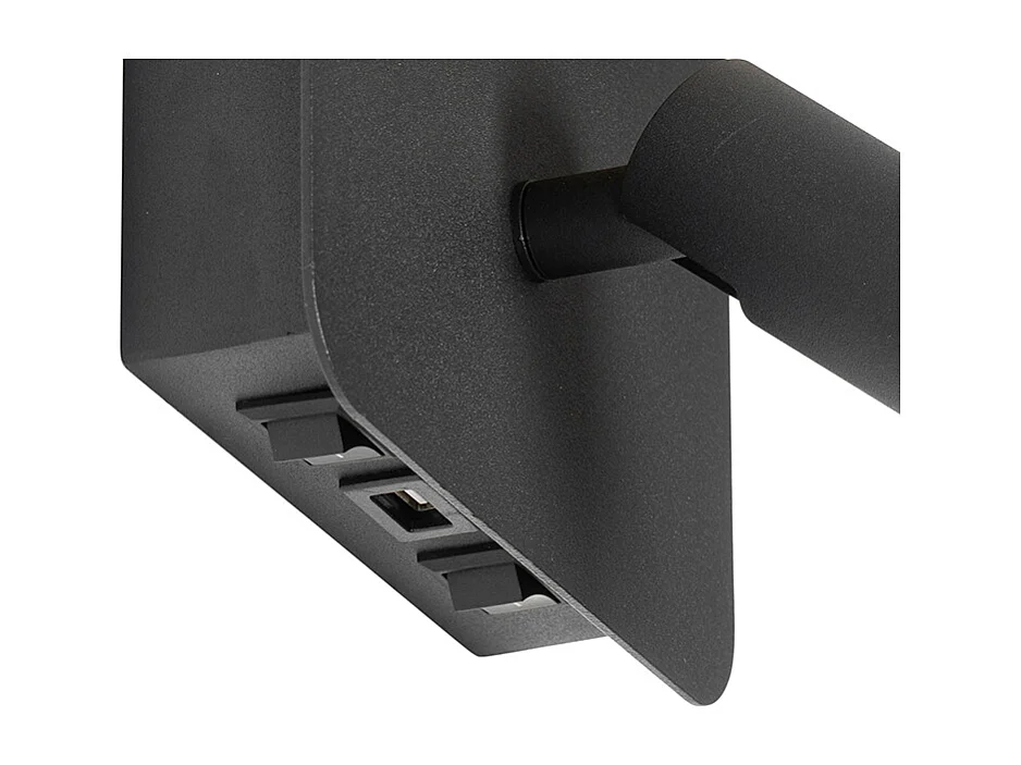 Applique murale moderne noire avec LED avec USB et lampe de lecture - Robin