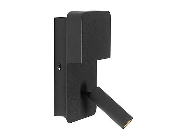 Applique murale moderne noire avec LED avec USB et lampe de lecture - Robin