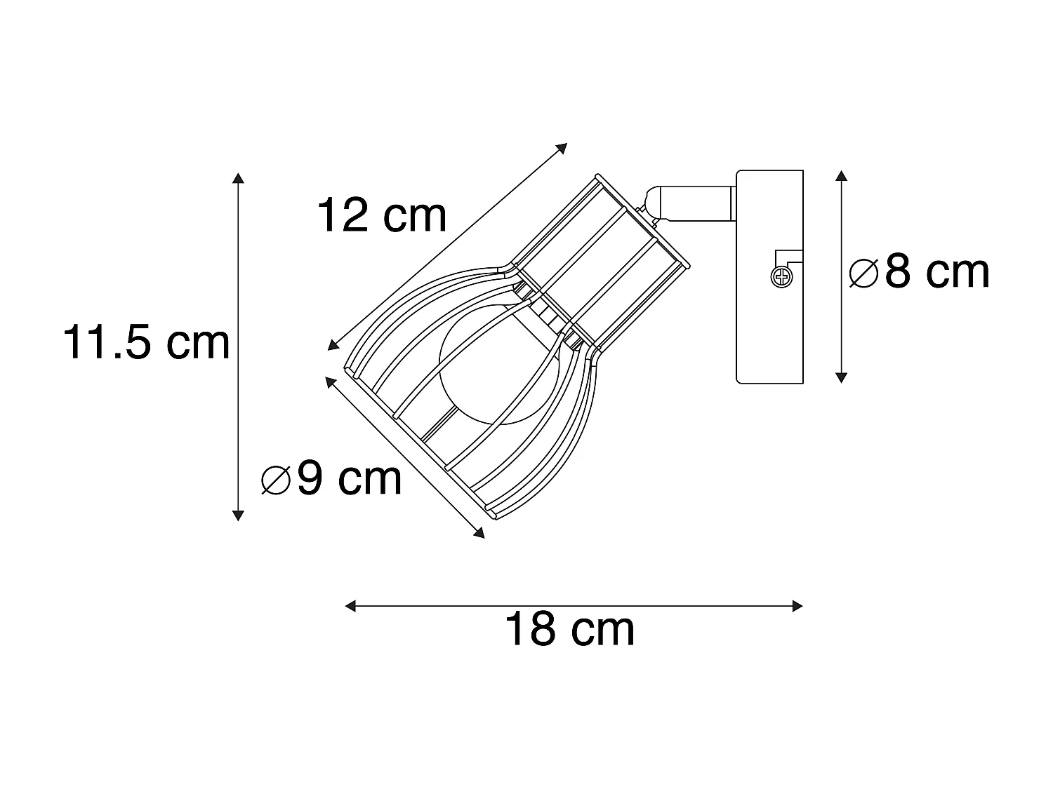 Applique moderne en acier noir réglable - Botu
