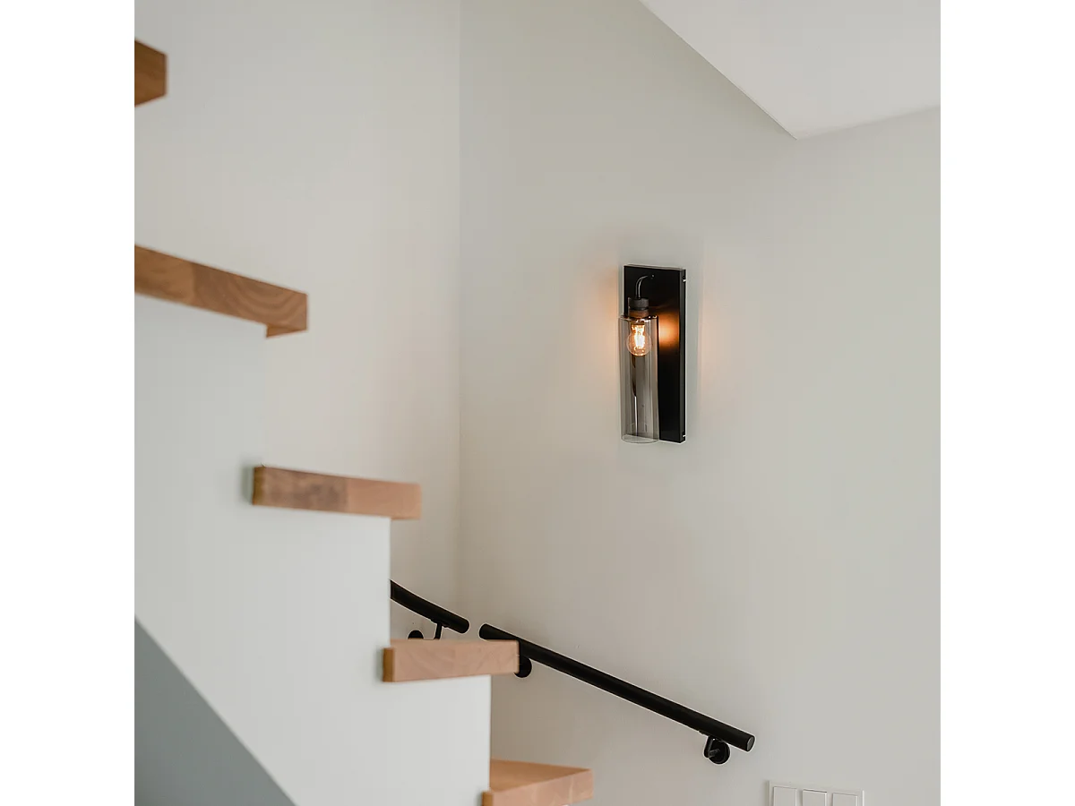Applique murale moderne noire avec verre fumé - Stavelot