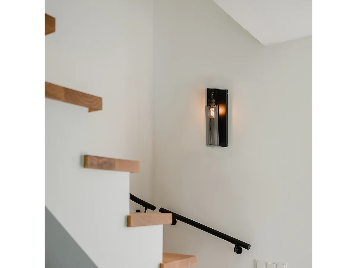 Applique murale moderne noire avec verre fumé - Stavelot