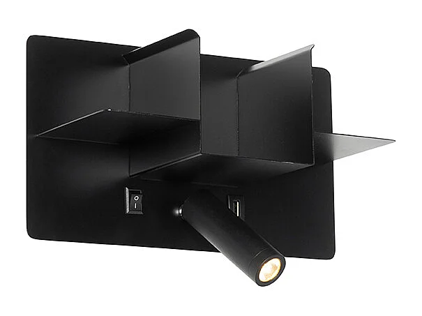 Applique murale moderne noire avec LED avec USB - Thijs