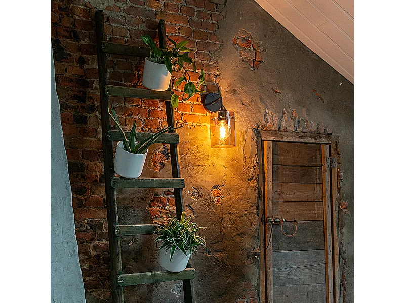 Applique design noir avec verre fumé - Dôme