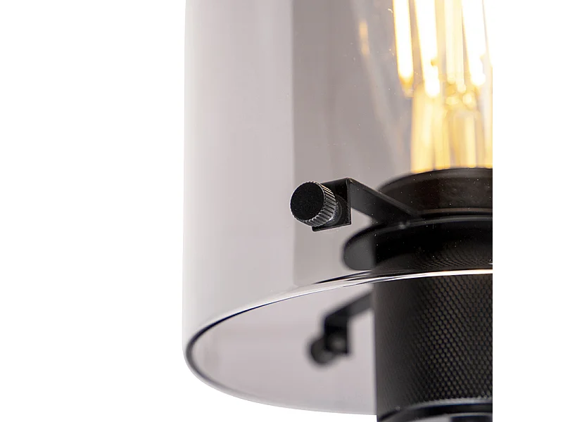 Applique design noir avec verre fumé - Dôme