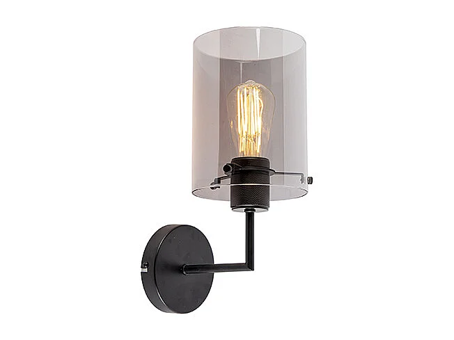 Applique design noire avec verre fumé - Dome