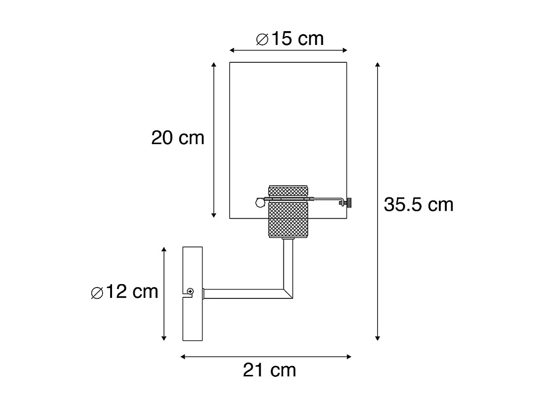 Applique design noire avec verre fumé - Dome