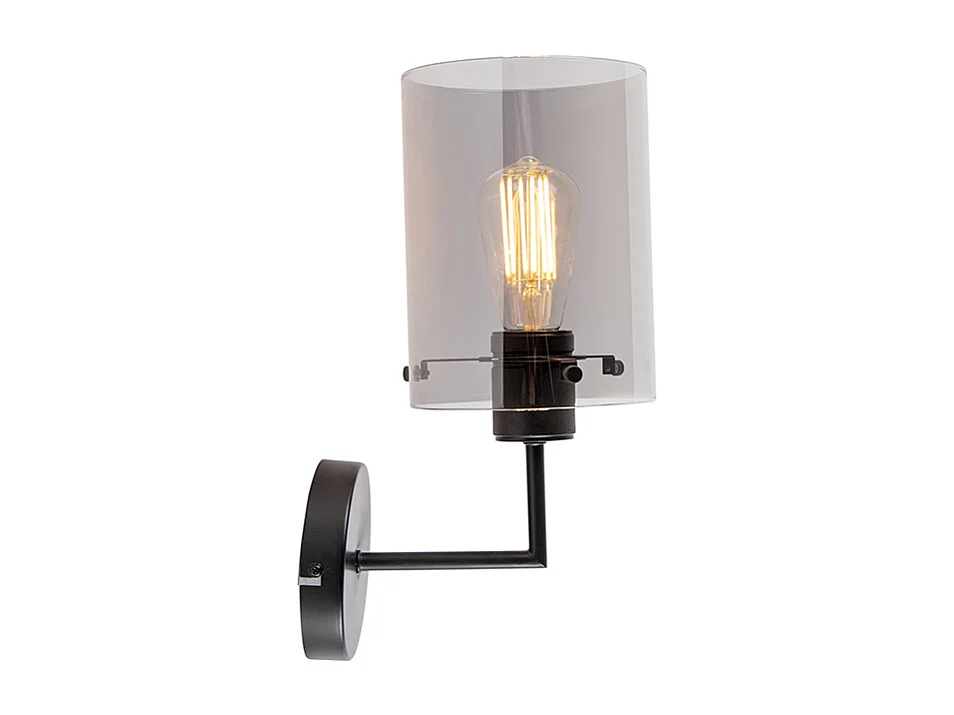 Applique design noire avec verre fumé - Dome