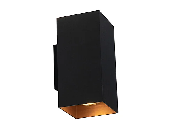 Applique murale carrée design noire avec intérieur doré - Sab