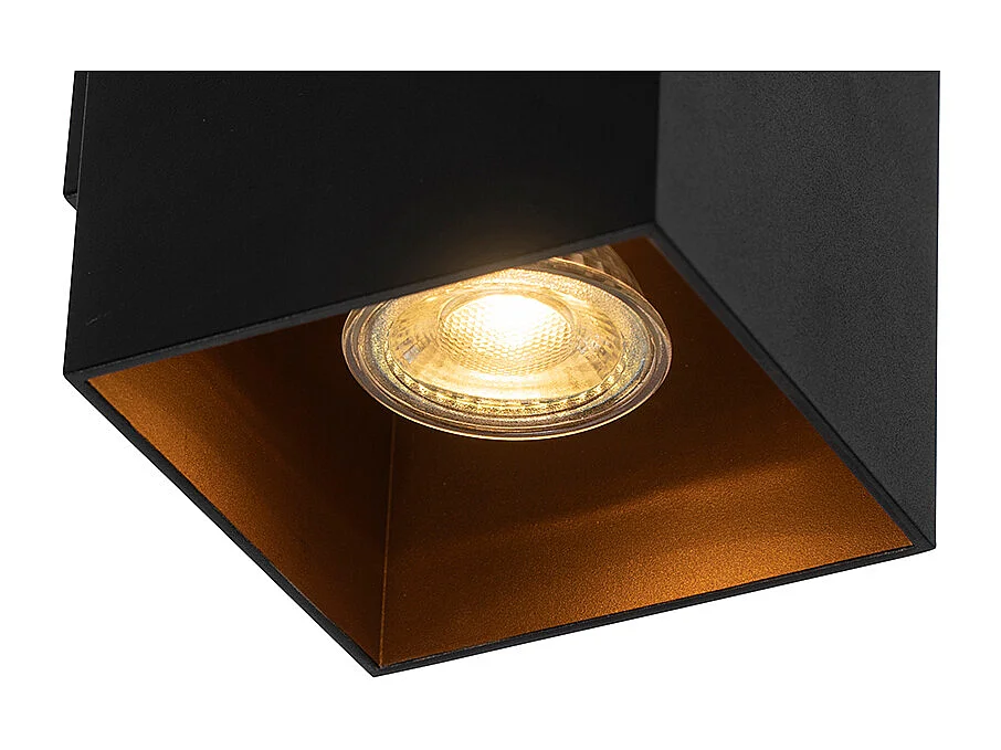 Applique murale carrée design noire avec intérieur doré - Sab