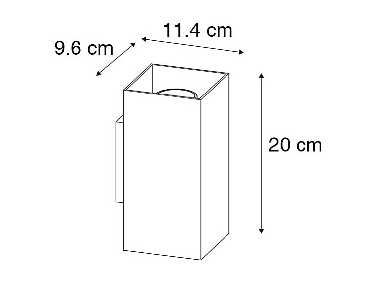 Applique murale carrée design noire avec intérieur doré - Sab