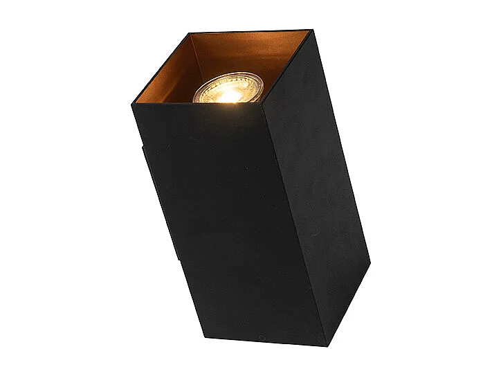 Applique murale carrée design noire avec intérieur doré - Sab
