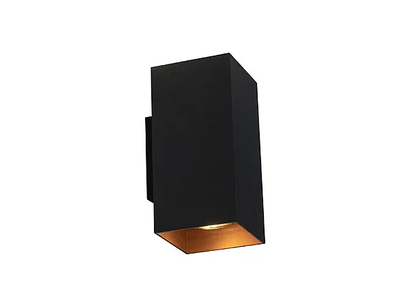 Applique murale carrée design noire avec intérieur doré - Sab