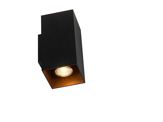 Applique murale carrée design noire avec intérieur doré - Sab