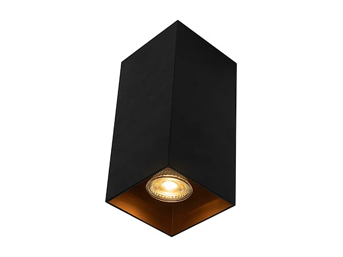 Applique murale carrée design noire avec intérieur doré - Sab