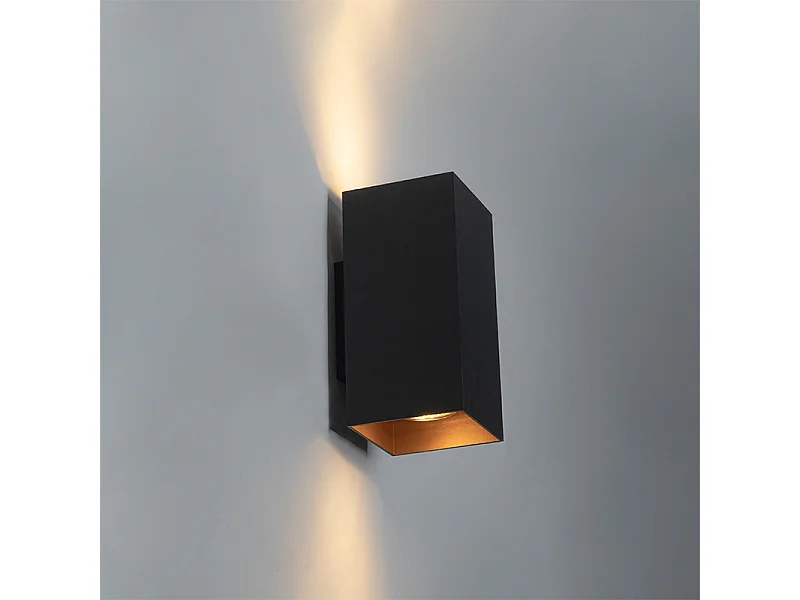 Applique murale carrée design noire avec intérieur doré - Sab
