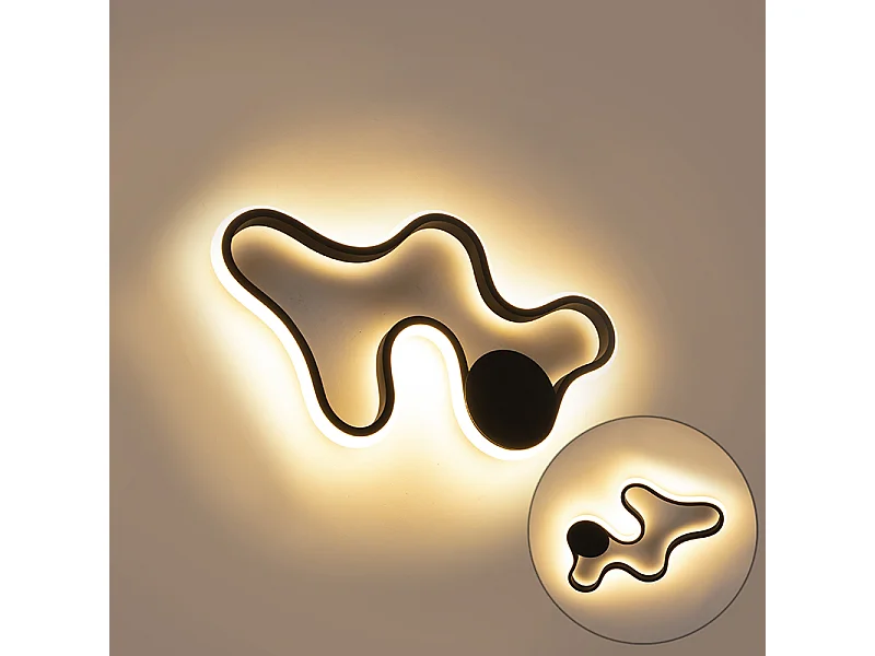 Applique moderne noire avec LED - Plomp