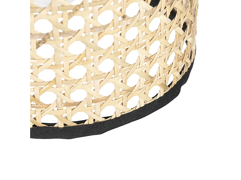 Applique country noire avec abat-jour en rotin - Kata