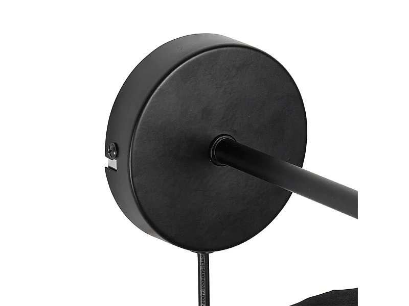 Applique country noire avec abat-jour en rotin - Kata