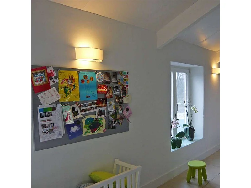 Applique murale rustique demi-ronde crème - Drum