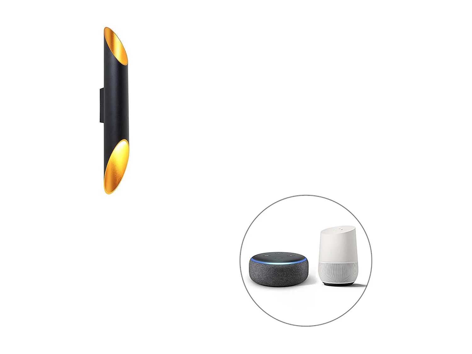 Applique murale intelligente noire 5,6 cm avec 2 GU10 Wifi - Organo