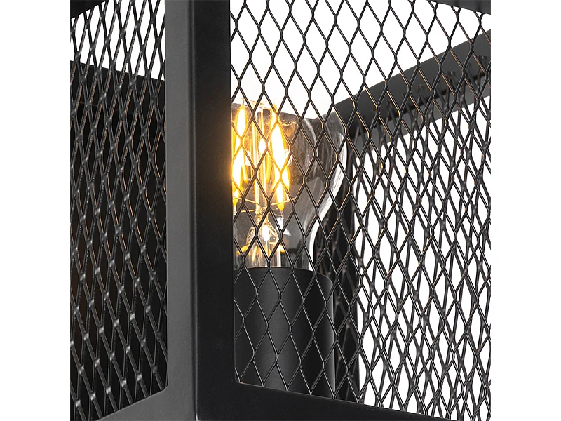 Applique murale industrielle noire avec grille - Cage