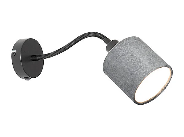 Applique noire avec abat-jour interrupteur gris et bras flexible - Merwe
