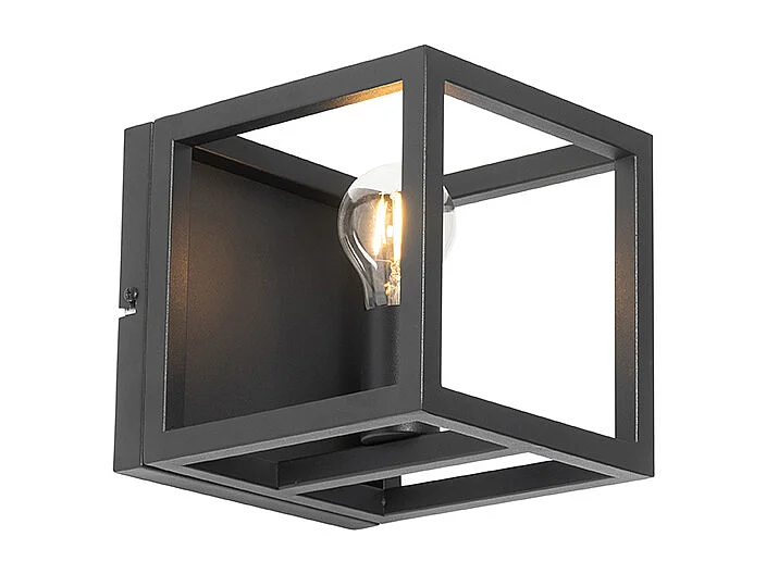 Applique murale industrielle noire cube - Cage