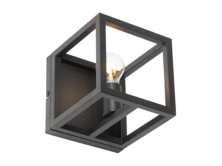 Applique murale industrielle noire cube - Cage