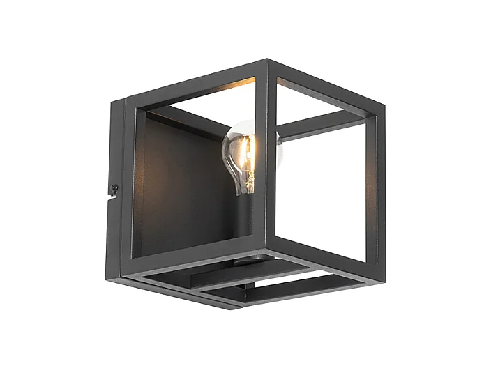 Applique murale industrielle noire cube - Cage