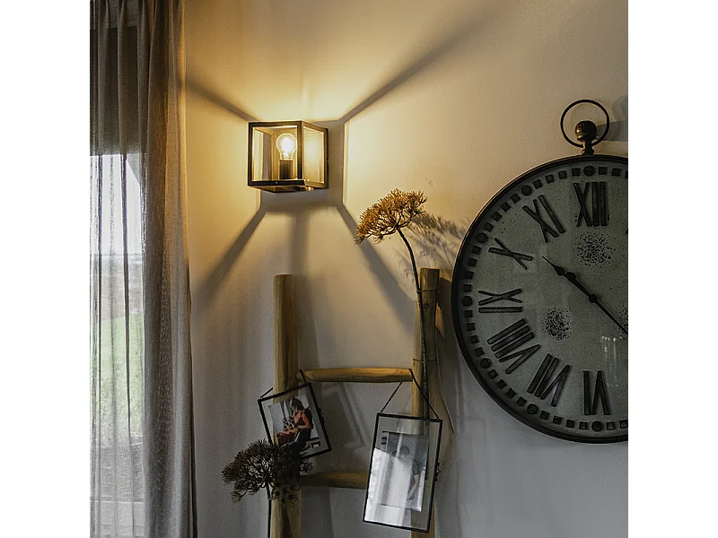 Applique murale industrielle noire - Cage