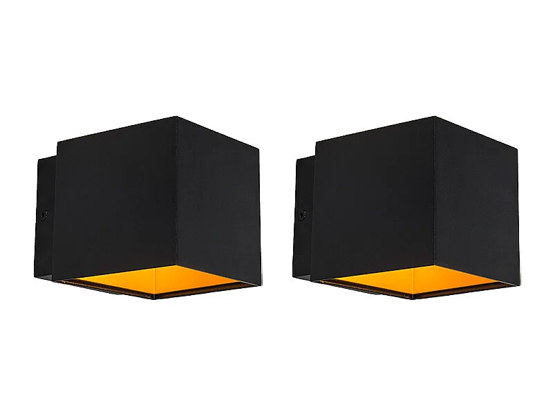 Lot de 2 appliques design noir / or avec LED - Caja