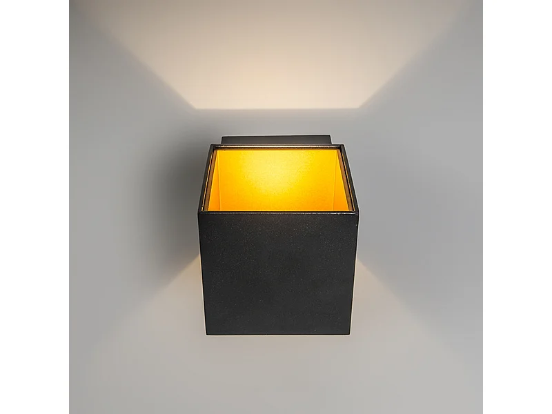 Lot de 2 appliques murales design noir/or avec LED - Caja