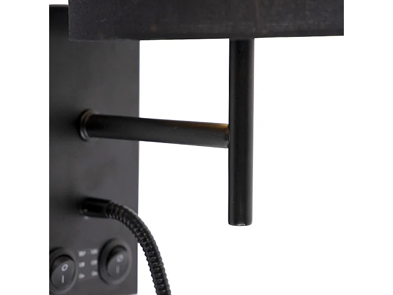Applique murale moderne noire avec abat-jour en coton - Stacca