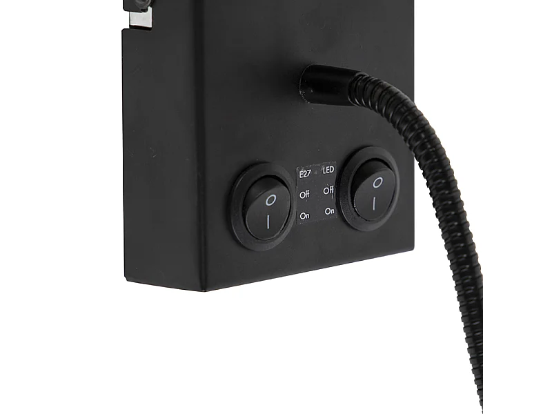 Applique murale moderne noire avec abat-jour en coton - Stacca