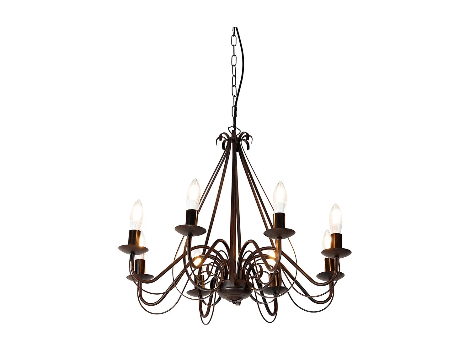 Lustre intelligent brun rouille 8 lumières avec Wifi B35 - Giuseppe