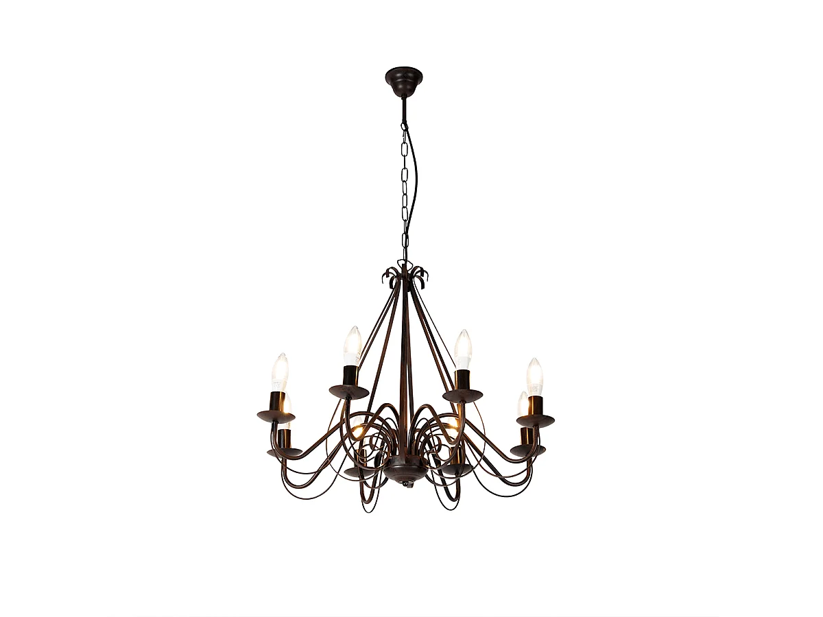 Lustre intelligent brun rouille 8 lumières avec Wifi B35 - Giuseppe