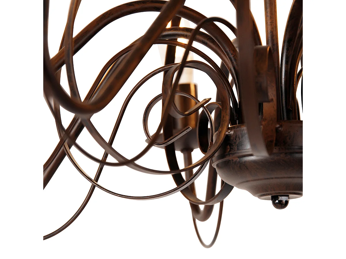 Lustre intelligent brun rouille 8 lumières avec Wifi B35 - Giuseppe