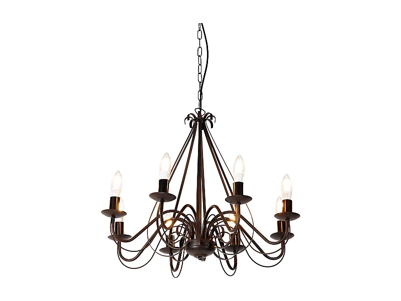 Lustre intelligent brun rouille 8 lumières avec wifi B35 - Giuseppe