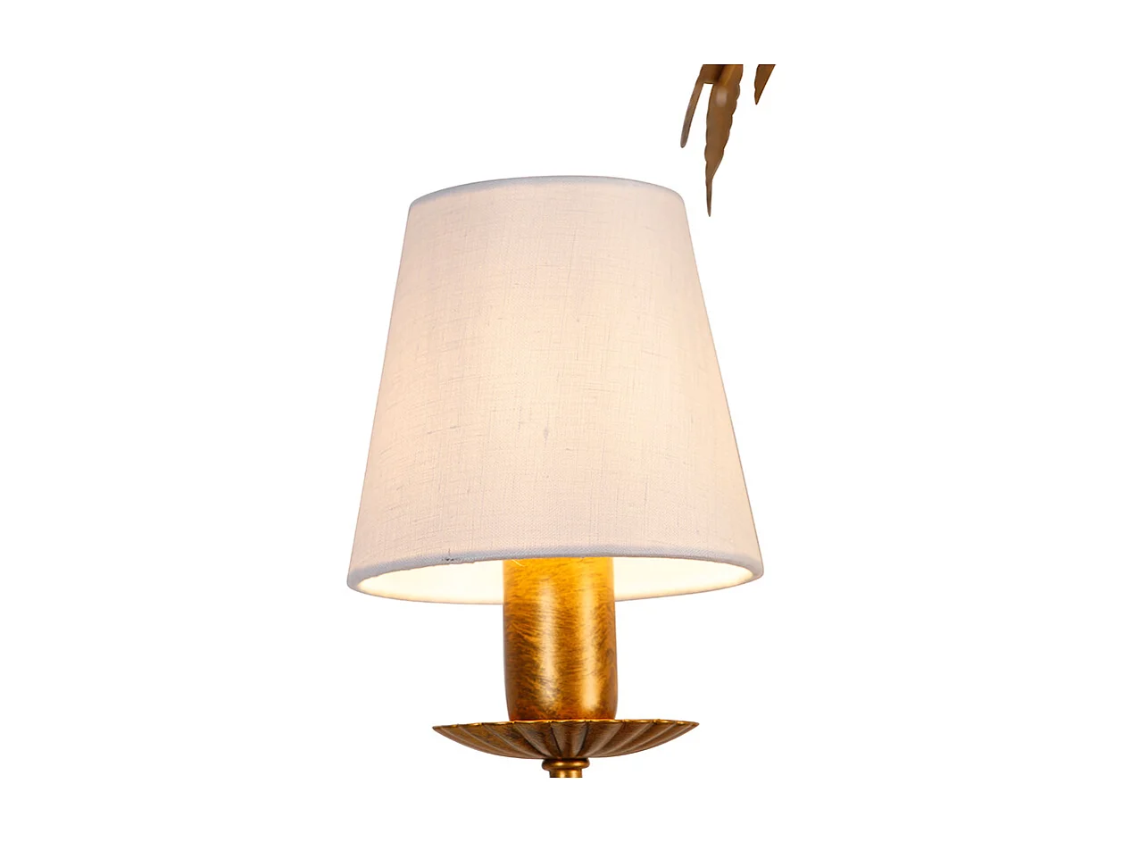 Lustre doré avec abat-jour en lin blanc 5 lumières - Botanica