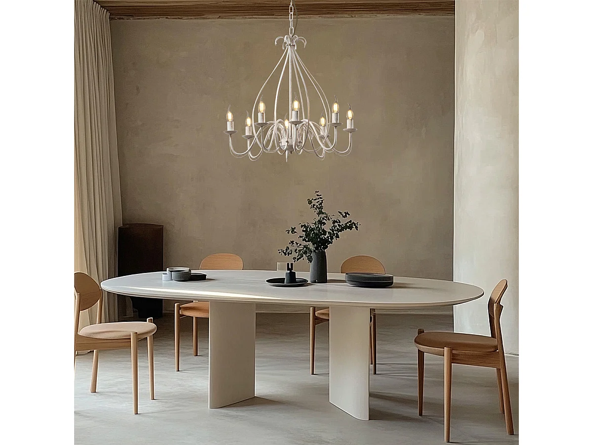 Lustre classique crème 8 lumières - Giuseppe