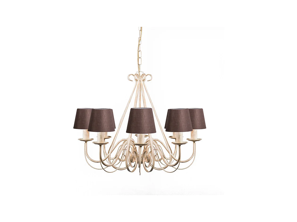 Lustre beige 60 cm avec capuchons de serrage marron - Giuseppe 8