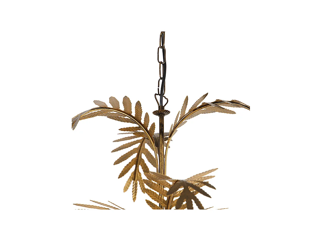 Lustre or avec capuchon à pince plissée crème 5 lumières - Botanica