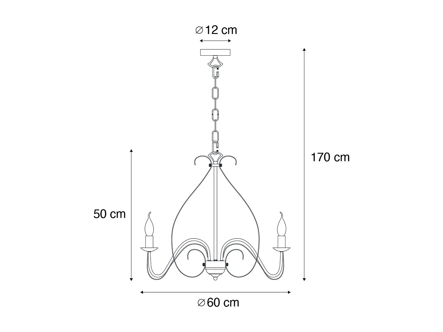 Lustre classique crème 5 lumières - Giuseppe