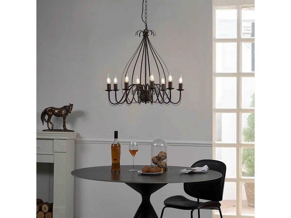 Lustre ancien marron 8 lumières - GIUSEPPE 8