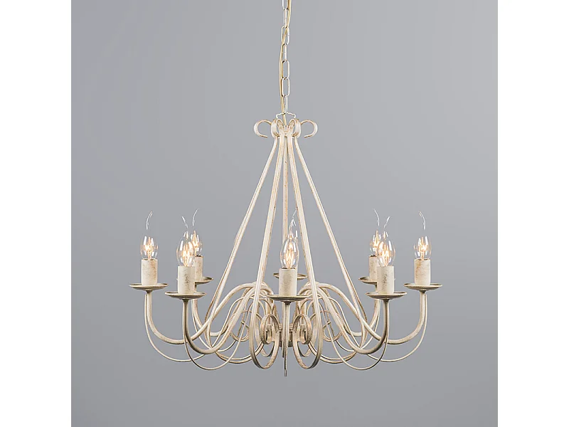 Lustre crème avec abat-jour à pince 12 cm noir - Giuseppe