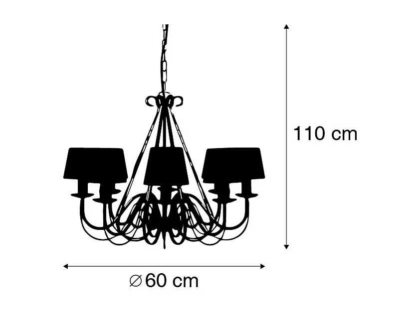 Lustre crème avec abat-jour à pince 12 cm noir - Giuseppe