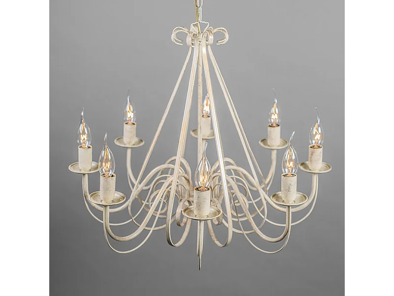 Lustre crème avec abat-jour à pince 12 cm noir - Giuseppe