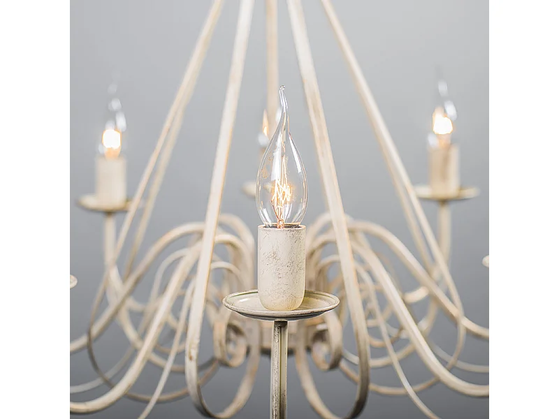 Lustre crème avec abat-jour à pince 12 cm noir - Giuseppe