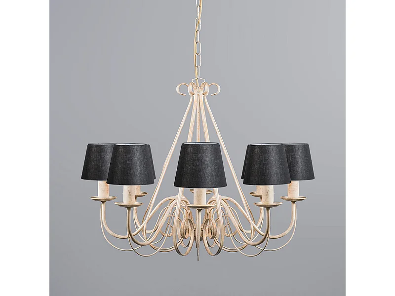 Lustre crème avec abat-jour à pince 12 cm noir - Giuseppe