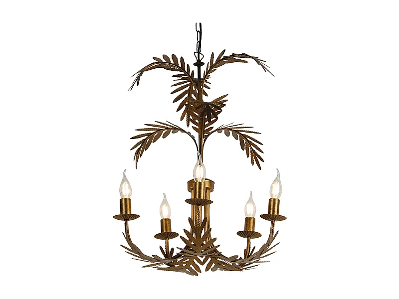 Lustre vintage doré à 5 lumières - Botanica